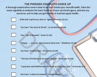 JW Pioneer Gift/JW Gift for All -printable/digital gift scriptural verses related to parts of the spiritual body -complete spiritual checkup