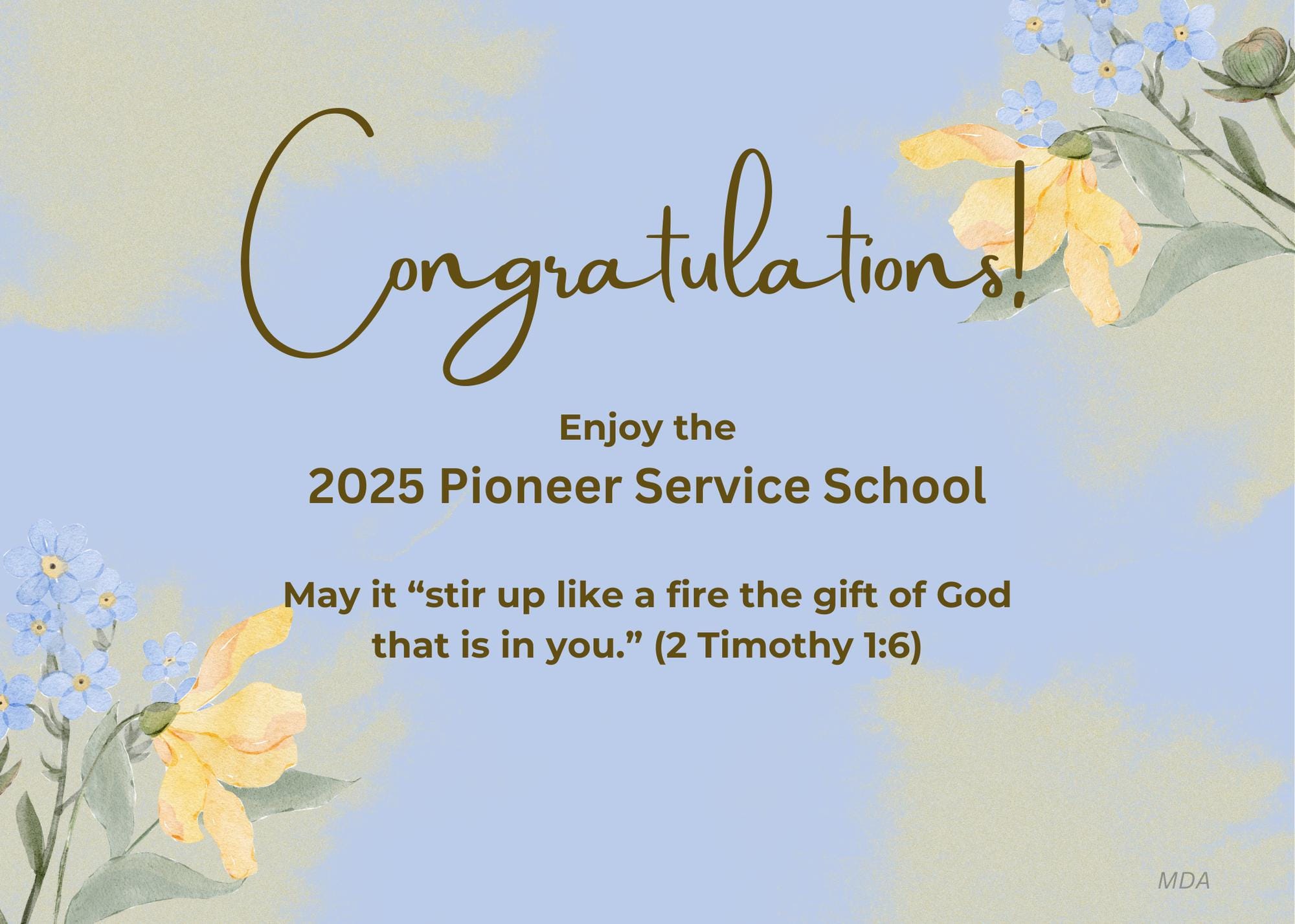 ECARDs & Digital/Printable 2025 JW Pioneer School Greeting Card, Pioneer Gift, JW cards - (personalize option with digital/printable cards)