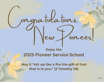 JW Ecard and printable/digital New Pioneer Greeting Cards in 3 designs - Congratulations, JW cards, New Pioneer Card, Pioneer School Card