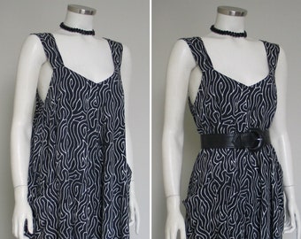 Vintage 1990s Black and White Abstract Print Romper from Bali Indonesia