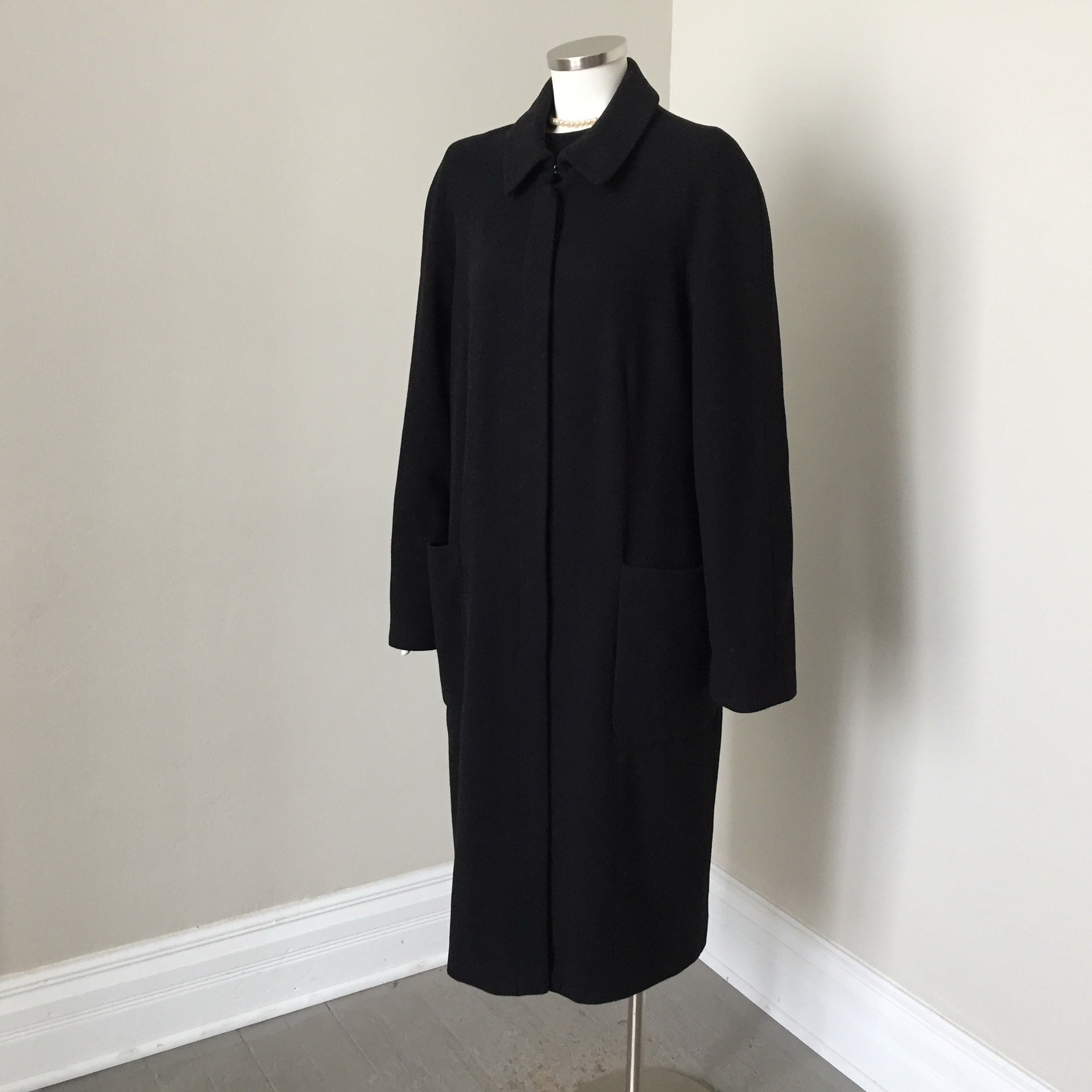 Minimalist Black Wool Blend Raglan Womens Coat by Gap XL B46 | Etsy