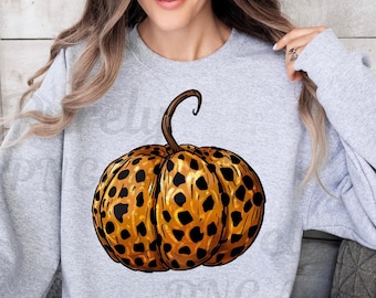 Archivo PNG de calabaza con estampado de guepardo para descargar, linda descarga digital de Halloween, PNG de calabaza espeluznante retro, archivo de sublimación de moda otoñal