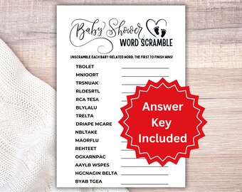 Baby Shower Word Scramble Game: Gender Neutral Printable (PDF)