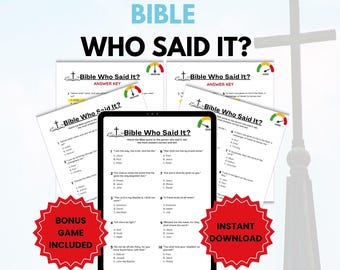 Bible Trivia Game: 'Who Said It?' + Bonus Verse Scramble (Digital Download)