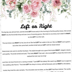 Left or Right Bridal Shower Game: Printable PDF