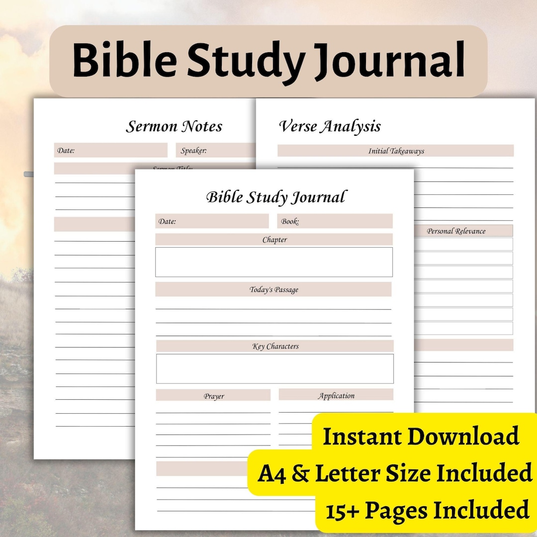 Printable Bible Study Journal: Verse Mapping, Sermon Notes (PDF) - Etsy