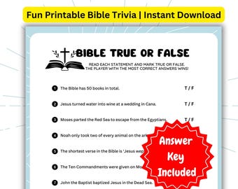 Bible True or False Game: Printable Trivia for Bible Study (PDF)