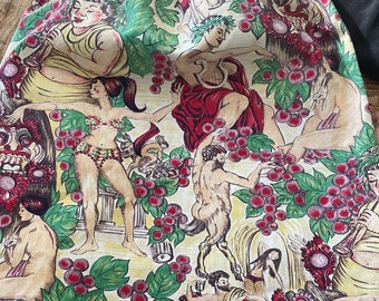 Vintage Hedone Greek Novelty print fabric tote