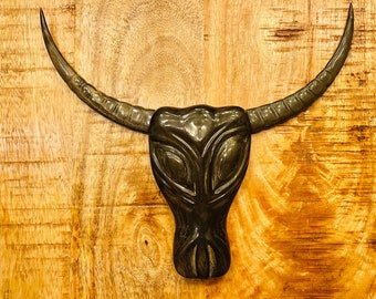 Carved Western Bull Wall Mount