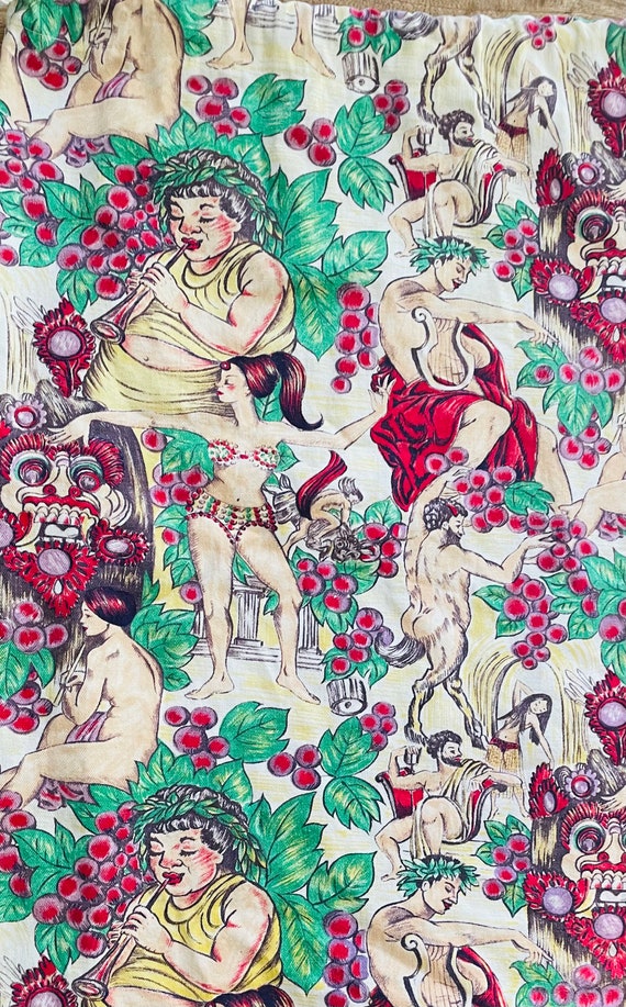 Vintage Hedone Greek Novelty print fabric tote - image 7