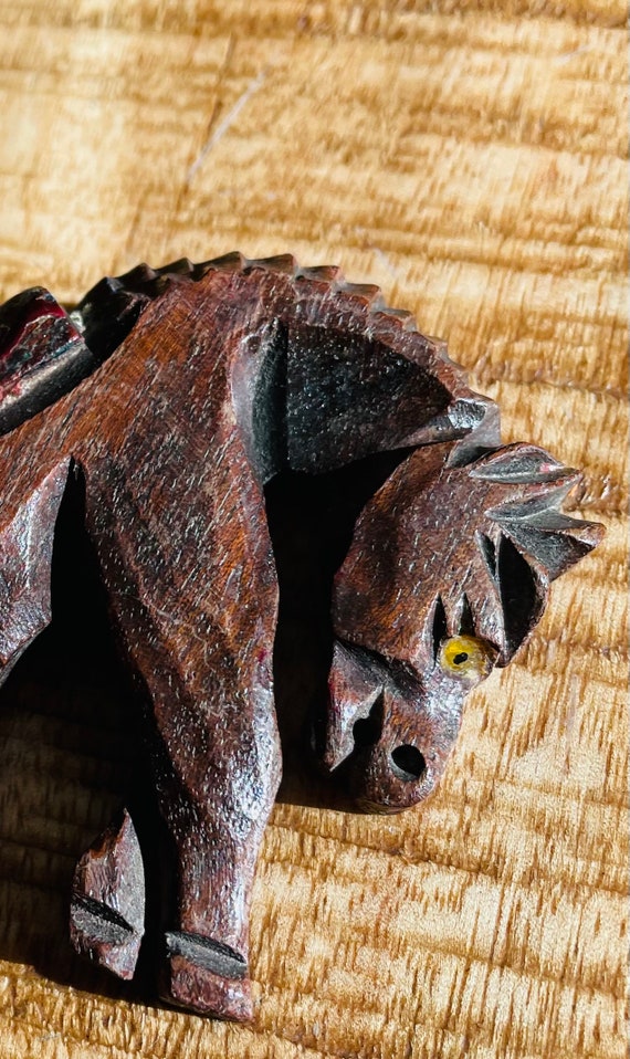 Carved Wooden Horse Brooch - image 9