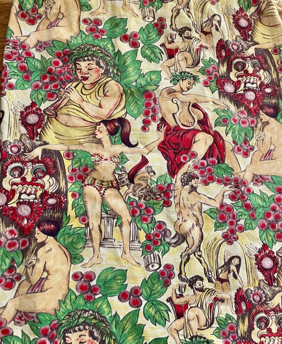 Vintage Hedone Greek Novelty print fabric tote - image 3