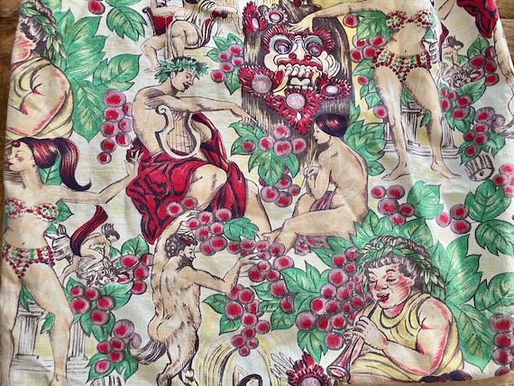 Vintage Hedone Greek Novelty print fabric tote - image 8