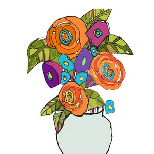 Digital download, floral art, flower art, printable flower art, wall art, wall decor, room decor, gift for her, birthday gift, abstract art