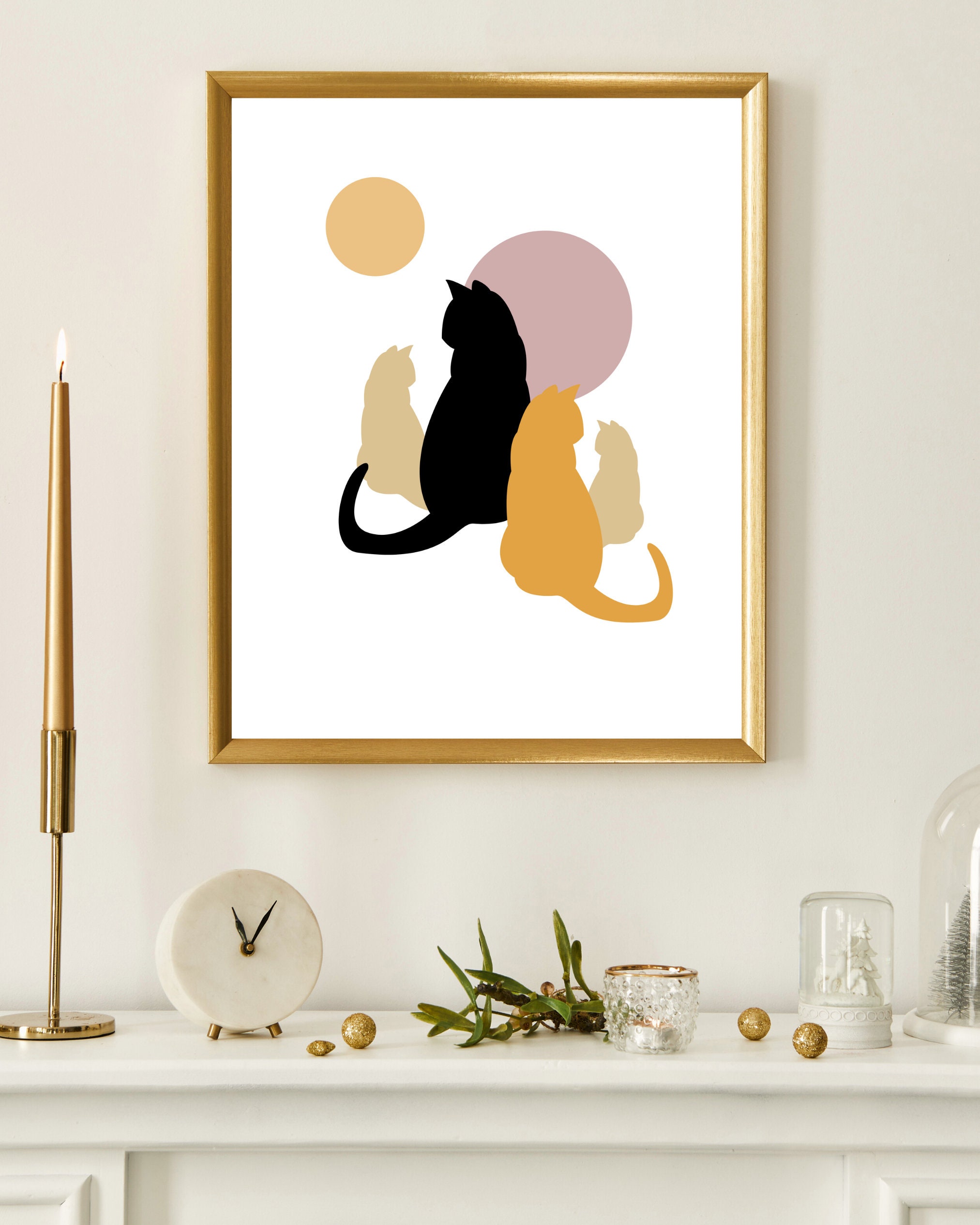 Printable Cat Art, Wall Art, Cat Art. Black Cat Art, Digital Art ...