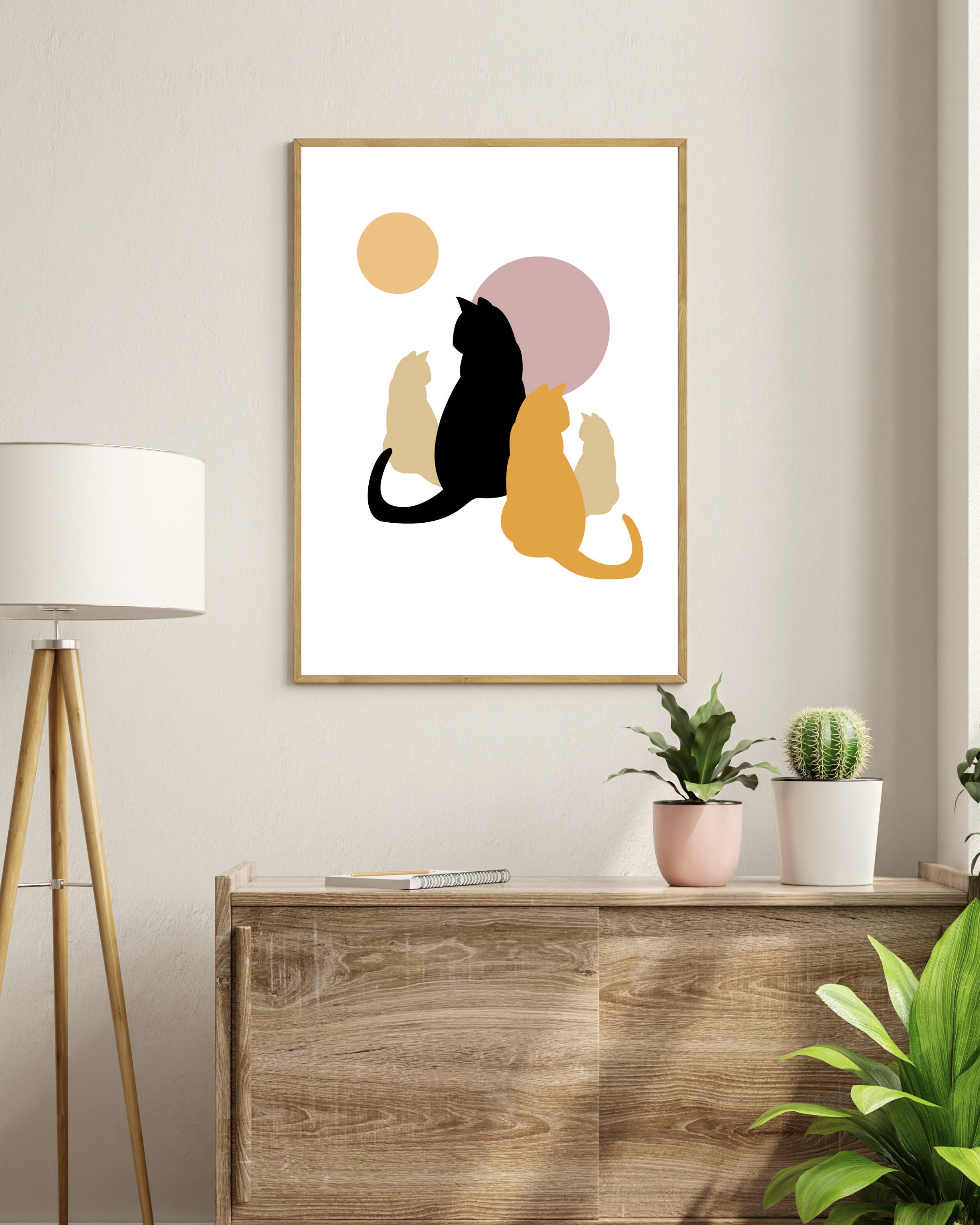 Printable Cat Art, Wall Art, Cat Art. Black Cat Art, Digital Art ...