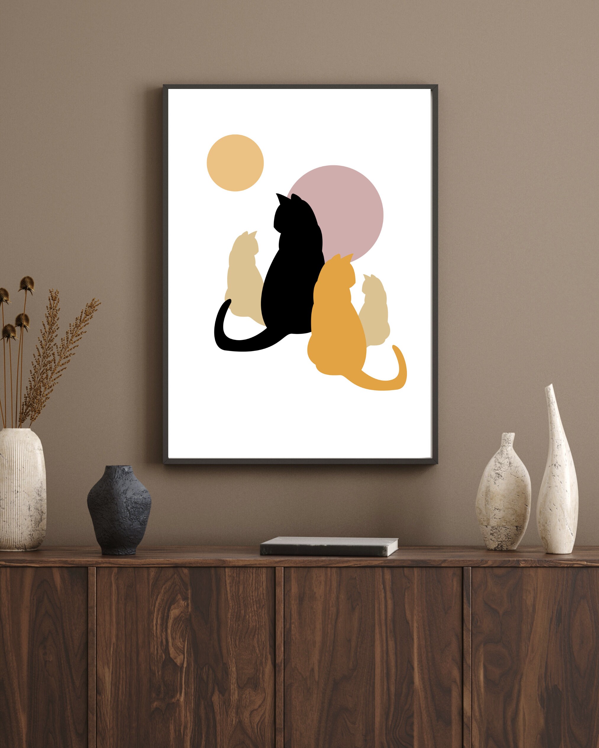 Printable Cat Art, Wall Art, Cat Art. Black Cat Art, Digital Art ...