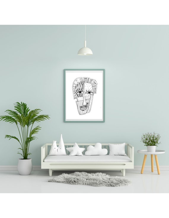 アート・デザイン・音楽 portraits Danielle Weil Zentangle Face, B/w Digital Print, Digital Art, Art Print
