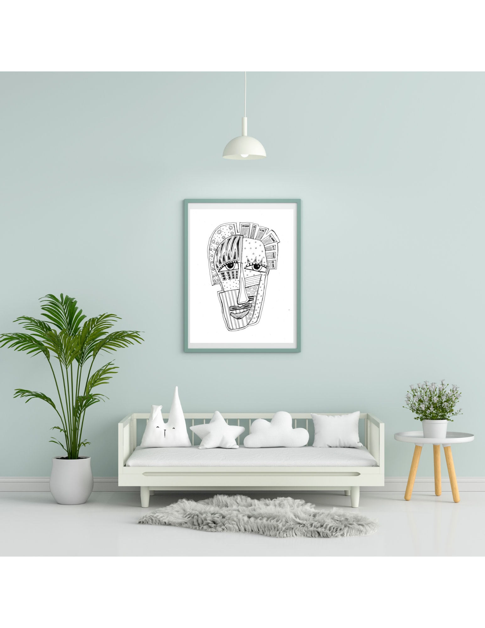 Zentangle Face, B/w Digital Print, Digital Art, Art Print Zentangle Face, B/w Digital Print, Digital Art, Art Print