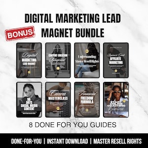 Digital Marketing Lead Magnet Bundle | PLR Ebook | Faceless Marketing | MRR Template | Resell Rights | Done-For-You Digital Product