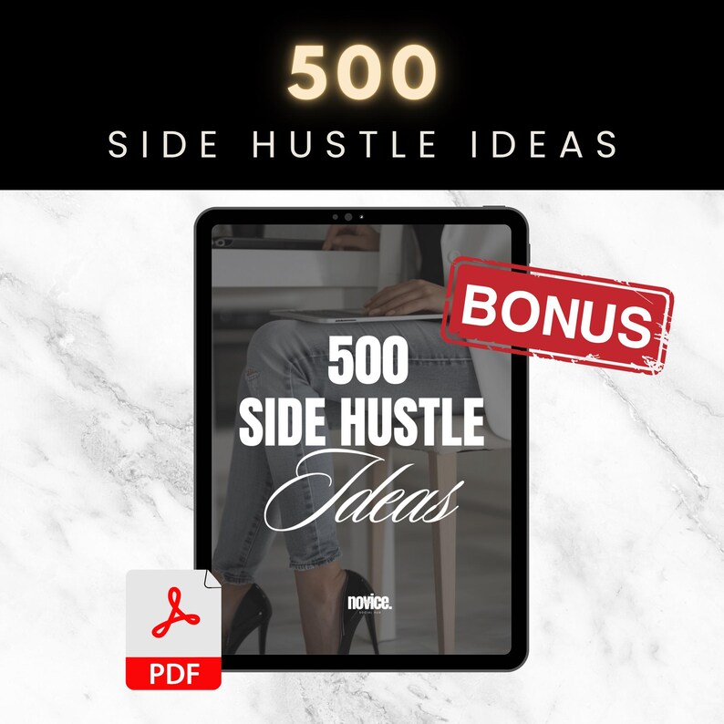 500 side hustle ideas guide on.ipad mockup
