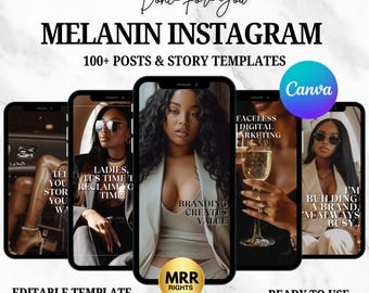 Melanin Instagram Templates | Posts & Story Templates | Faceless Digital Marketing | DFY Digital Products | Social Media Content