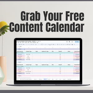 social media content calendar included with purchase