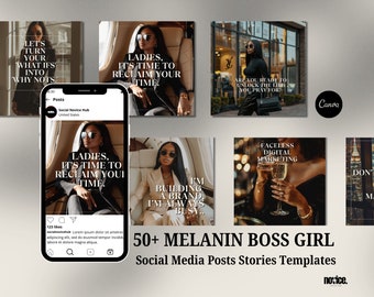 Melanin Instagram Posts, Social Media Templates, DFY Digital Products, Small Business Templates, Digital Marketing, Canva Templates
