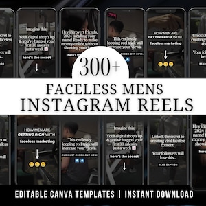 Faceless Mens Instagram Reels, Digital Marketing, Instagram Stories, Reel Covers, PLR MRR, Master Resell Rights, Private Label Rights