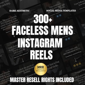 Faceless Marketing, Mens Reels, Digital Marketing, Instagram Stories, Reel Covers, Master Resell Rights, Private Label Rights