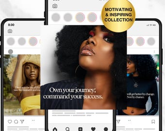 Melanin Boss Babe Social Media Templates | Motivational Quotes | Faceless Digital Marketing | Girl Boss Reels | Instagram Posts & Stories