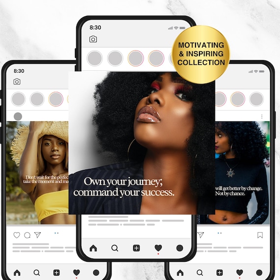 Melanin Boss Babe Social Media Templates | Motivational Quotes | Faceless Digital Marketing | Girl Boss Reels | Instagram Posts & Stories