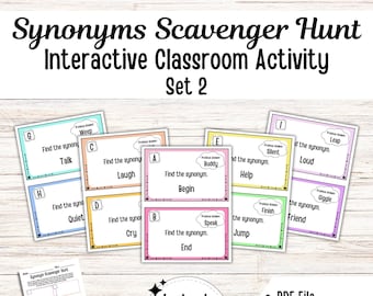 Synonym Scavenger Hunt Printable Set 2 | Fun Classroom Activity for Kids