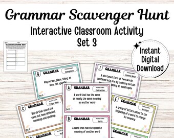 Grammar Scavenger Hunt Set 3 - Fun Classroom Activity