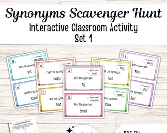 Synonym Scavenger Hunt Printable | Fun Classroom Activity for Kids