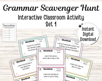 Grammar Scavenger Hunt Set 1 - Fun Classroom Activity