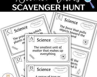 Science Vocabulary Scavenger Hunt | Interactive Science Review | Print & Go