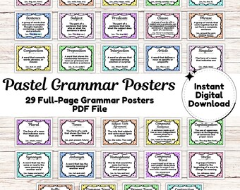 Grammar Posters Printable Set of 29 | Teaching Tools & Classroom Decor