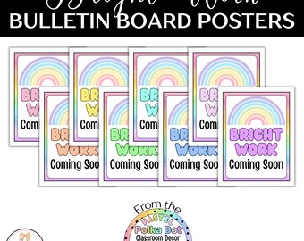 Bright Work Bulletin Board Posters | Pastel Polka Dot Classroom Decor