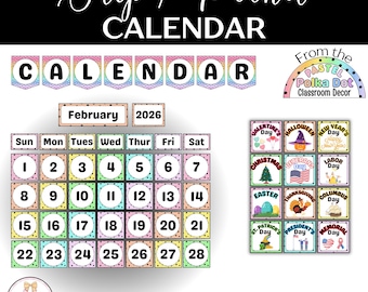 Pastel Polka Dot Classroom Flip Calendar | Pocket Inserts (Digital Download)