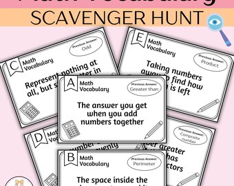 Math Vocabulary Scavenger Hunt | Interactive Math Review Game