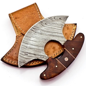 Personalized Custom Handmade Forged Ulu Knife Alaskan Chopper Rocker Ulu Kitchen Knife Pizza Cutter Gift For Husband/Wife, Gift For Holidays