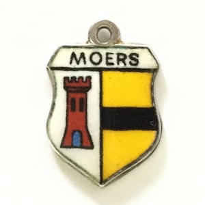Moers Germany - Vintage Enamel Souvenir Travel Shield Bracelet Charm - 800 Silver