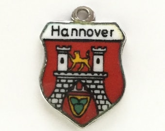 Hannover Germany - Vintage Enamel Souvenir Travel Shield Bracelet Charm - 800 Silver