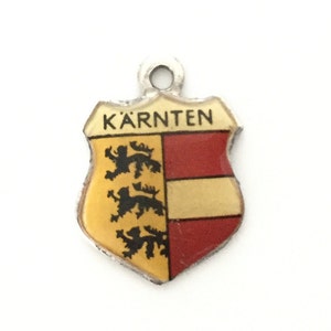Karnten Austria - Vintage Enamel Souvenir Travel Shield Bracelet Charm - 800 Silver