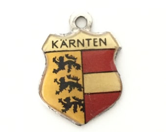 Karnten Austria - Vintage Enamel Souvenir Travel Shield Bracelet Charm - 800 Silver