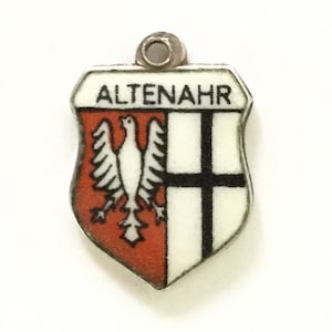 Altenahr Germany - Enamel Souvenir Travel Shield Bracelet Charm - 800 Silver
