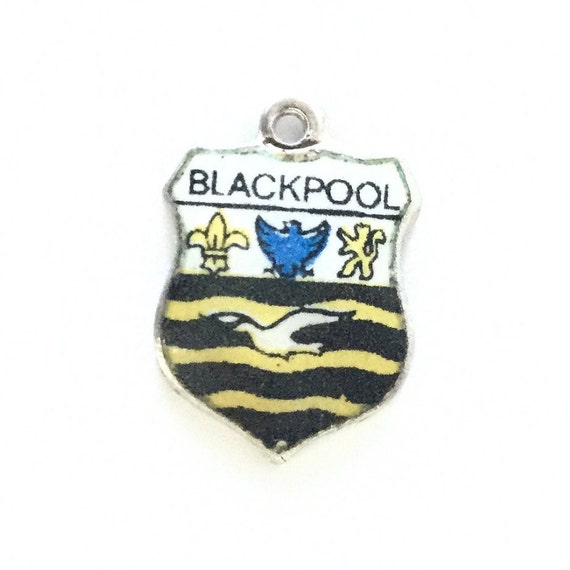 Sterling Silver Charm Enamel Shield Charm Blackpool England Charm England Souvenir Vintage Blackpool Tower Charm