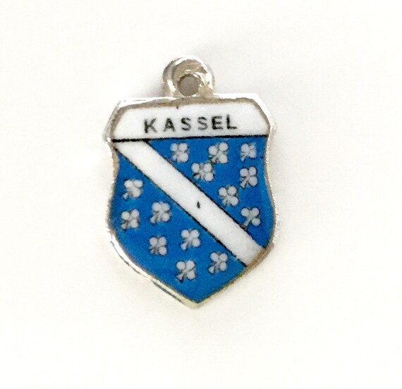 Kassel Germany - Vintage Enamel Souvenir Travel Shield Bracelet Charm - 800 Silver