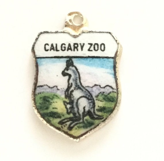 kangaroo - Vintage Silver Enamel Calgary Zoo Cana… - image 1
